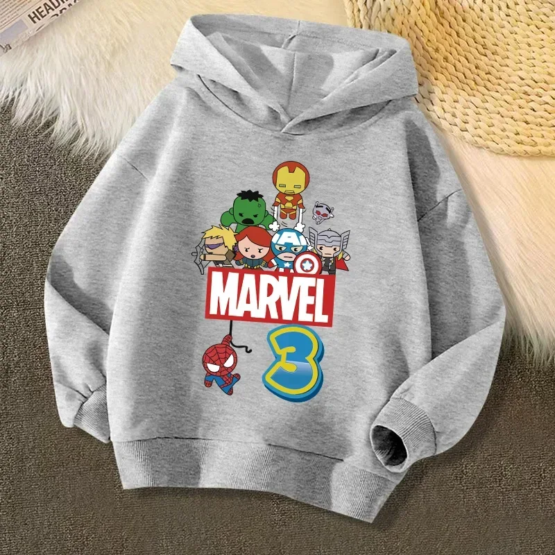 

Marvel Kid Hoodie Birthday Number 1 2 3 4 5 6 7 8 9 10 Sweater Children Cartoons Kawaii Casual Top Super Hero Boy Girl Clothes