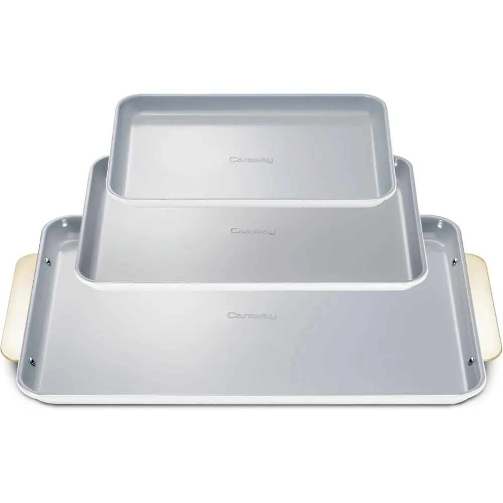

Non-Stick Ceramic Baking Sheet Trio - Naturally Slick Ceramic Coating - Non-Toxic, PTFE & PFOA Free - 18 x 13 Large, 15