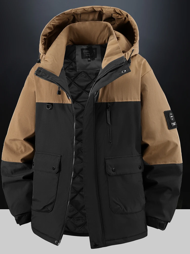 Extra Large Autumn Winter Thickened Cotton Jacket Men's 3 Extra Size Warm Thin Cotton Coat 400 Pounds Polyester Fiber Windpro...
