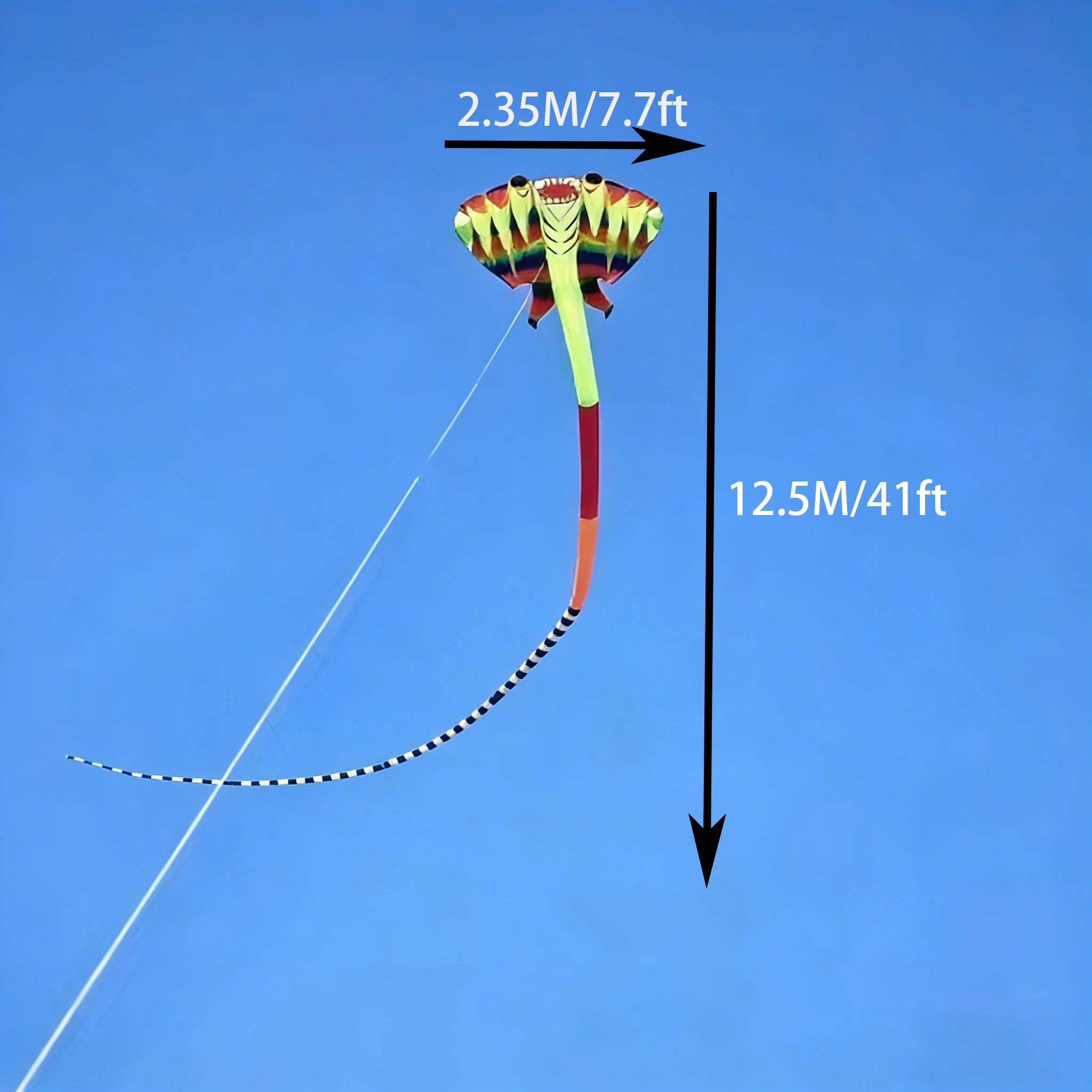 12.5M 3D Soft Manta Ray Kite, Features 9 Air Inlets, 200M Line Wheel, Made of Tear-Resistant Nylon, With Portable Carrying Bag.