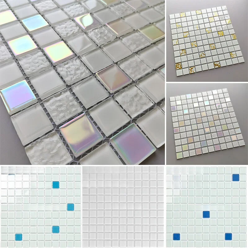 Glass Mosaic Simple style 30*30cm Bathroom Kitchen Bedroom Living Room Solid Color Porch Background Wall Tile Home Decoration