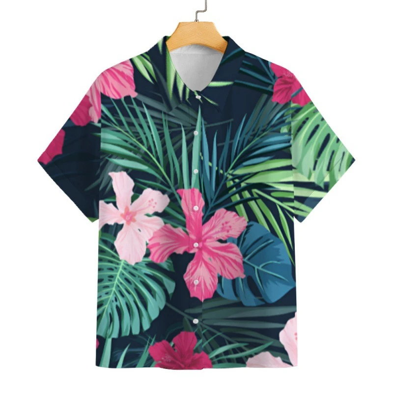 Hawaii Shirts Met Bloemenprint Heren Blouses Met Korte Mouwen Voor Feestdagen Oversized Camisa Voor Heren Kleding Harajuku Camisa Revers