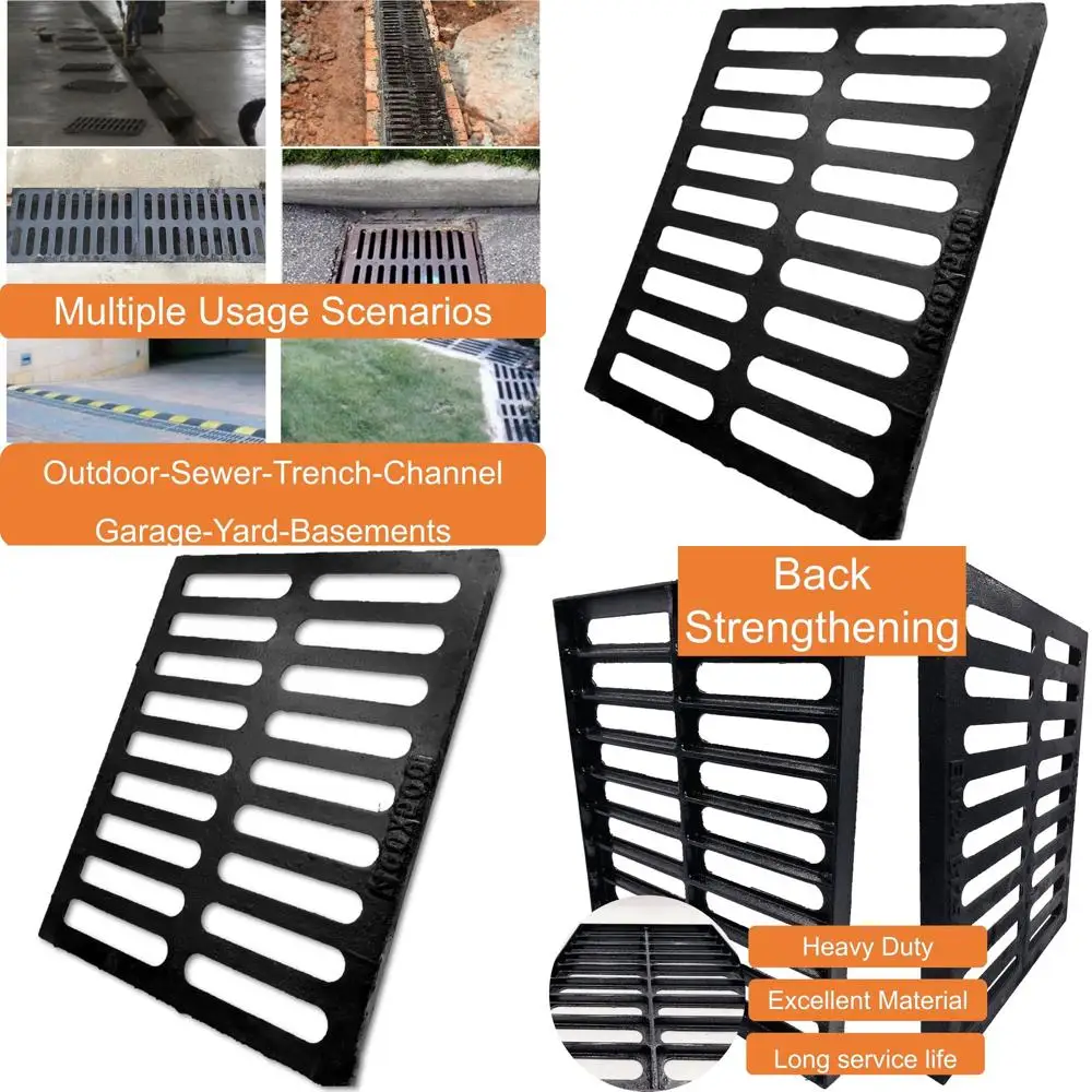 

Heavy-Duty 20x16 Cast Iron Outdoor Drain Cover, C-Class Sewer Grate for Driveways and Yards