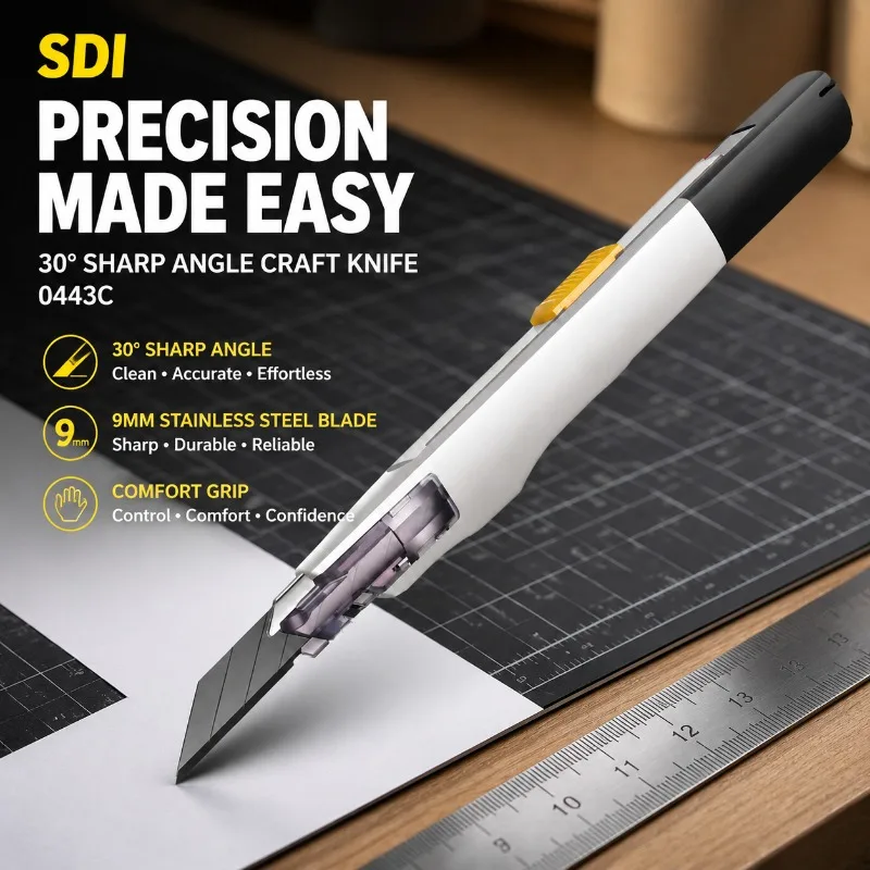 Mini 30 Degree Sharp Art Cutter, Stainless Steel Precision Paper Trimmer Wallpaper Craft Knife for Sticker Cutting DIY Handmade