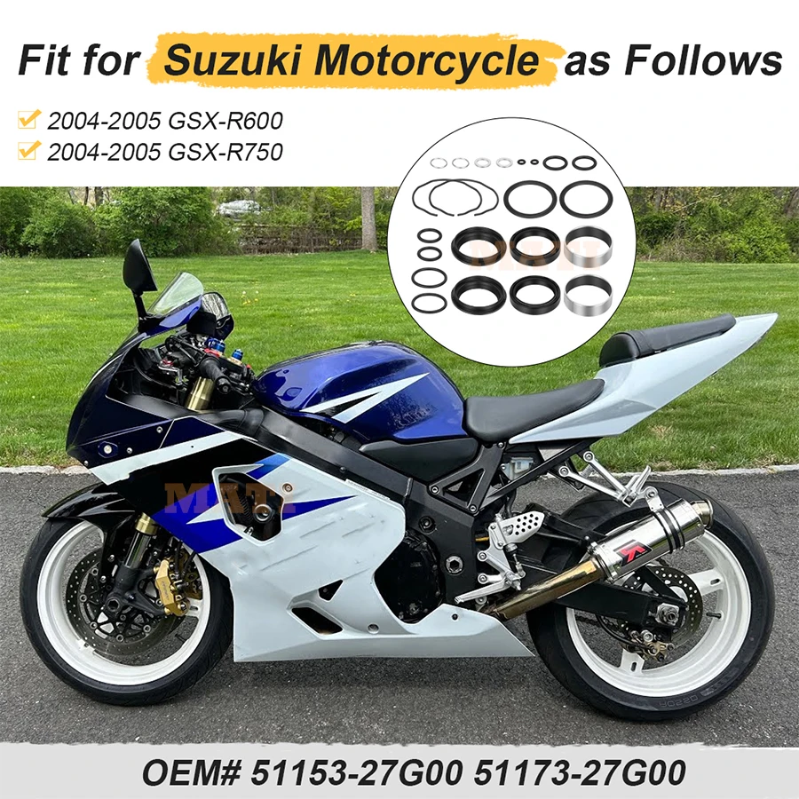 Front Fork Damper Oil Bush Dust Seal Kit For Suzuki GSX-R600 GSX-R750 2004-2005 O.E.M# 51153-27G00 51173-27G00