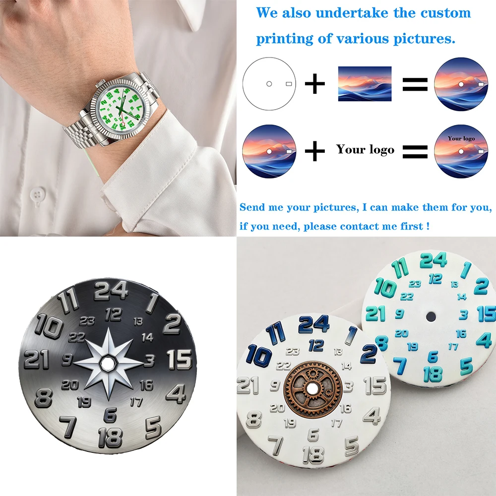 

Креативный циферблат 28,5 мм NH34 GMT, циферблат часов, модифицированные циферблаты для NH34 NH35, аксессуары для механизмов, детали для часов, персонализация, циферблат 1-24