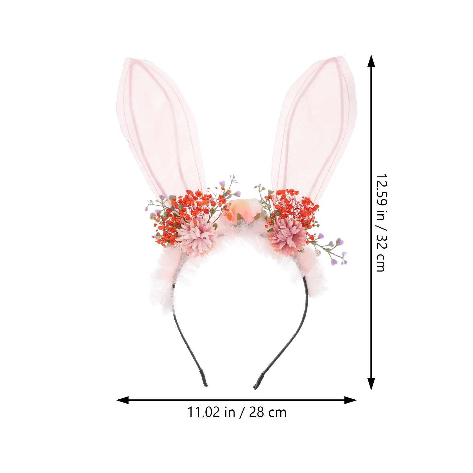 Bunny Ear Flower Hairband Delicate Rabbit Ear Shape Hair Hoop for Festival Party Costume Cosplay Performance Stage Headdress