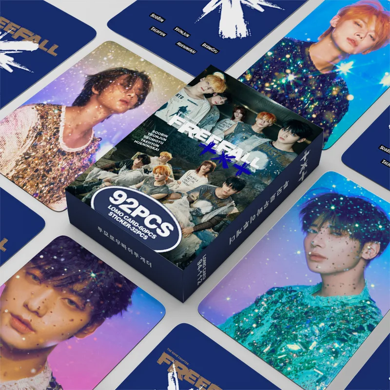 92Pcs/Set Boy Idol Group Series New Album FREEFALL Sticker Lomo Cards SOOBIN YEONJUN BEOMGYU TAEHYUN HUENINGKAI Fans Gifts