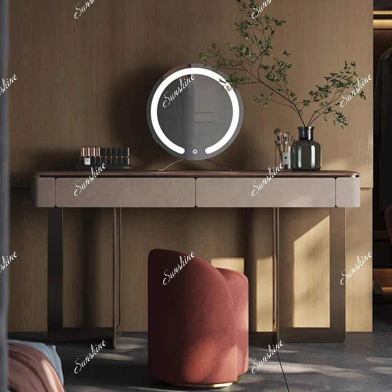 

Light luxury simple bedroom advanced, storage cabinet integrated makeup table small apartment