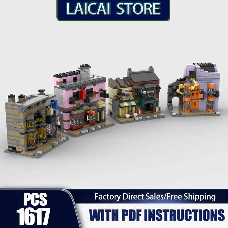 Film popolari Modello Moc Mattoni da costruzione Diagon Alley Modello Tecnologia Blocchi modulari Regali di scene famose Assemblaggio di giocattoli di Natale