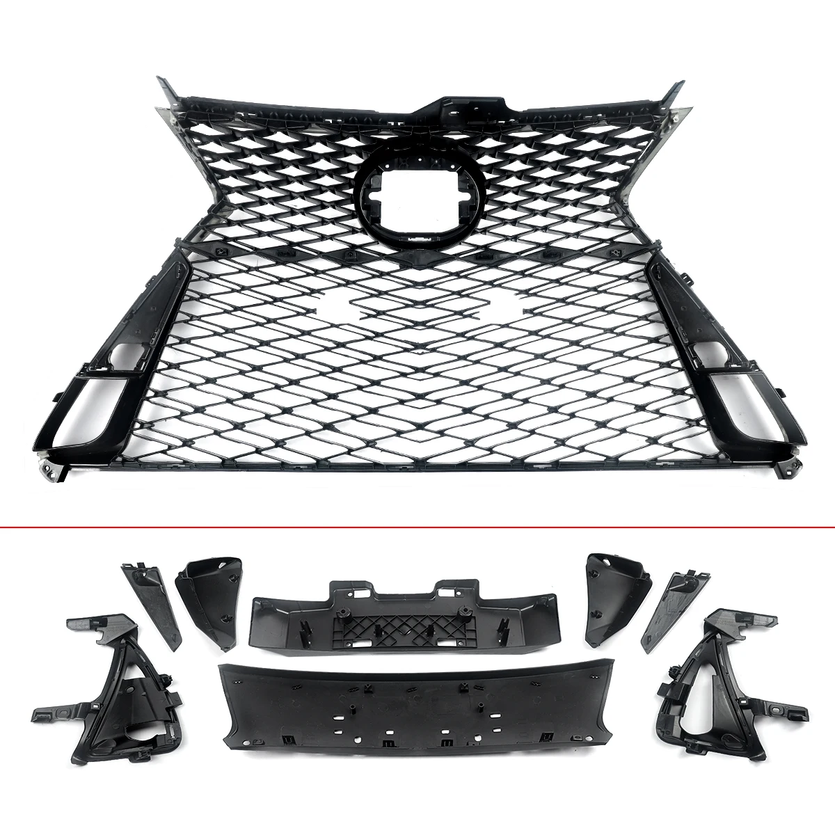 Lexus IS200 IS350 IS300h F-Sport 2017-2022 용 Magickit 그릴 어셈블리 광택 검정색 앞 범퍼 상단 및 하단 그릴 바디 키트