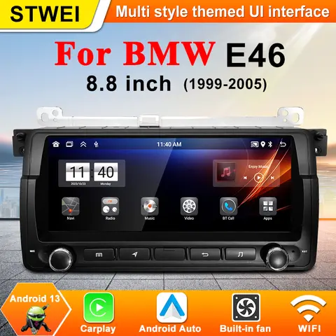For BMW E46 Coupe M3 Rover 75 MG ZT 318/320/325/330/335 Android 13 Carplay Car Radio Multimedia Player GPS Navigation Stereo