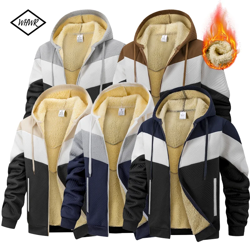 جديد 2025 سترة بقلنسوة حرارية من الصوف للرجال معطف خريف وشتاء للرجال مع قلنسوة مرقعة ملابس رياضية غير رسمية للخروج في الشارع #1