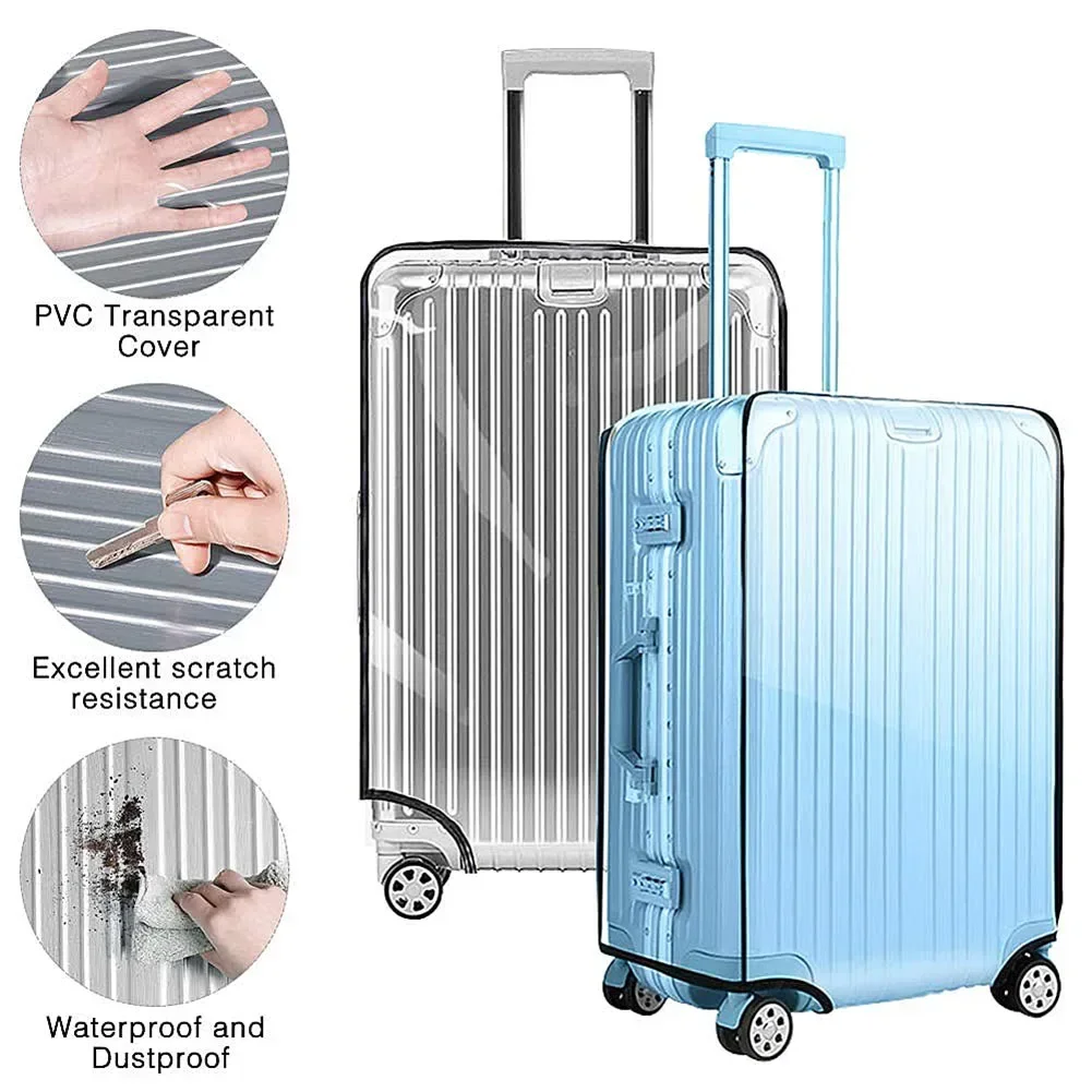 High Quality Luggage Cover Suitcase Cover 24 Inch 26 Inch 28 Inch 30 Inch PVC Transparent+black Washable Wearable