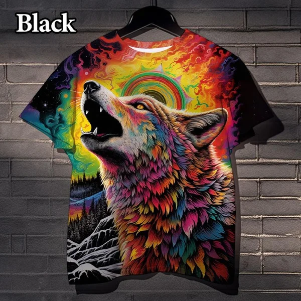 

Fashion 3D Animal Wolf Printed T-shirt Personality Cool Short Sleeve Printing Graphic Short Sleeve T-shirt