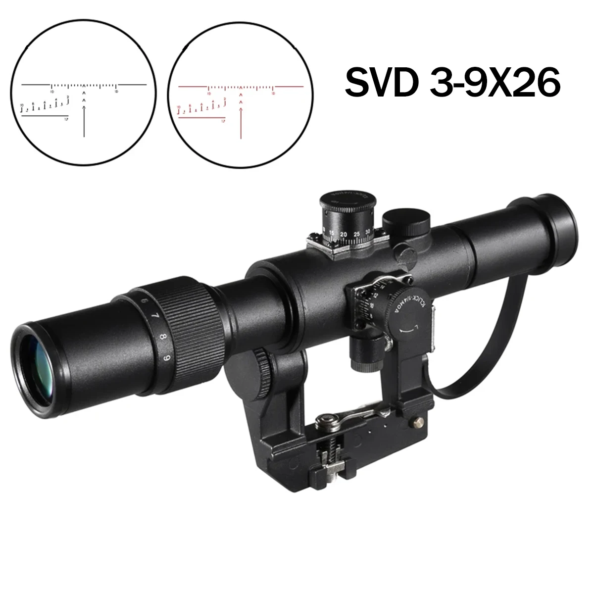 نطاق SVD 3-9X26 نطاق البندقية التكتيكية مع النطاق البصري الأحمر المضيء Ak Airsoft نطاق الإكتشاف لصيد البندقية #1