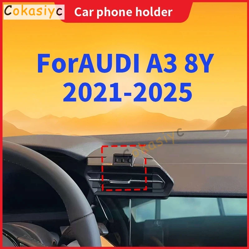 Держатель для телефона в автомобиль для AUDI A3 8Y 2021-2025: Специальный фиксированный кронштейн с беспроводной зарядкой, аксессуар для интерьера