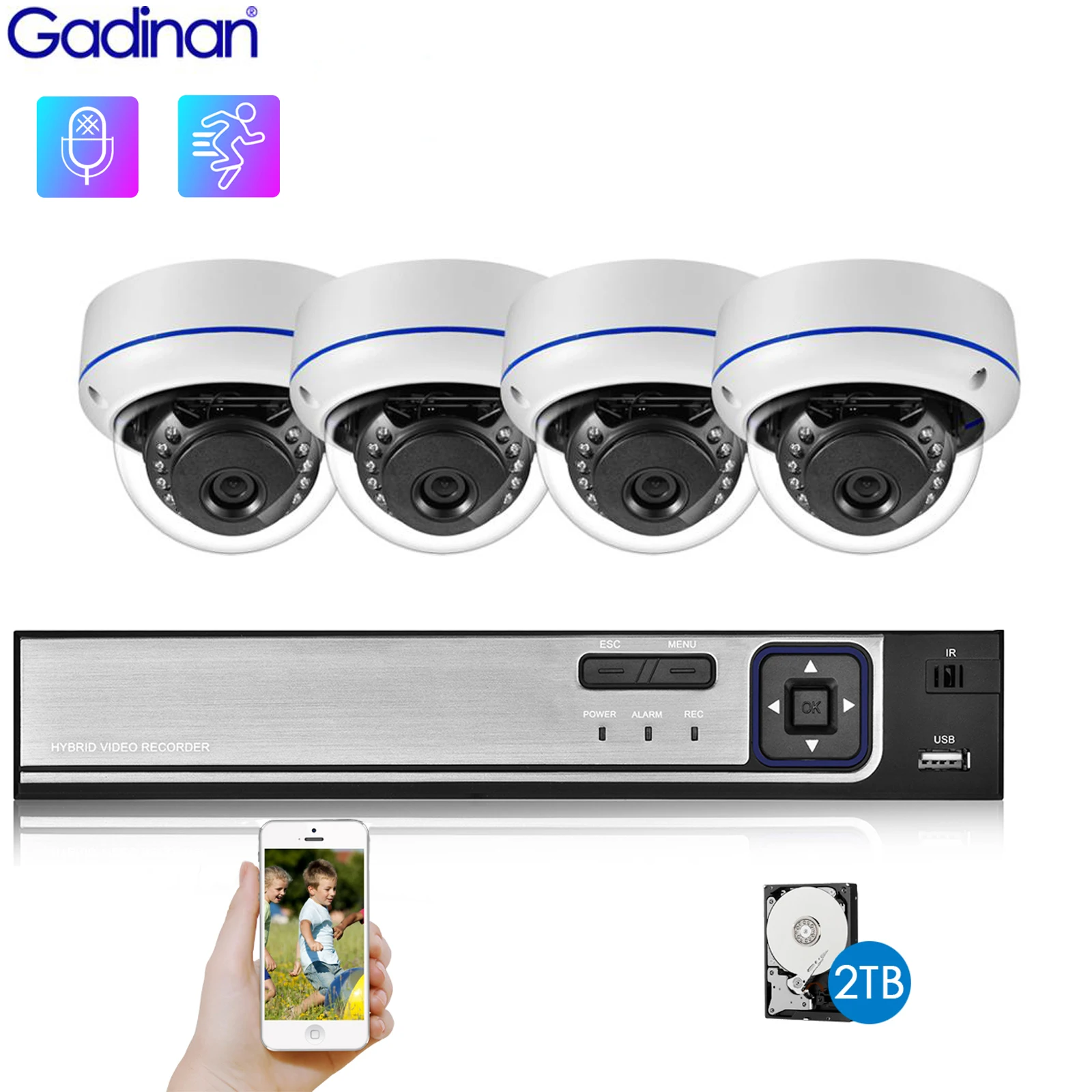 Gadinan H.265+ 8CH CCTV System IP 3MP 1080P Security Outdoor Waterproof Day Night Audio Camera 8 Channels Video Surveillance Set