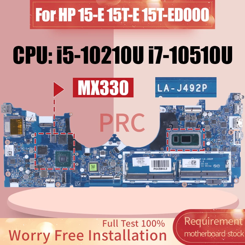 

LA-J492P For HP 15-E 15T-E 15T-ED000 Laptop Motherboard i5-10210U i7-10510U MX330 L93874-601 Notebook Mainboard