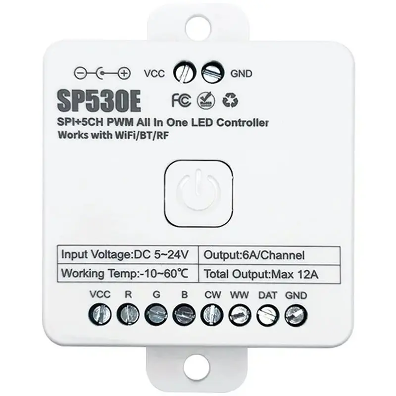[HOT!】 SP530E All In One 5CH PWM SPI LED Pixel Controller For Sk6812 RGBW LED Strips RB3 Remote 2.4G Wifi/BT