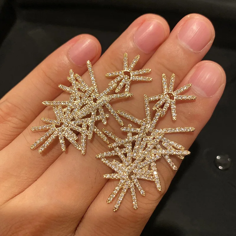 

S925 Needle Star Firework Gold Earrings Jewelry for Woman Super Flash Personality Luxury Creative Bridal Wedding Gift Fine