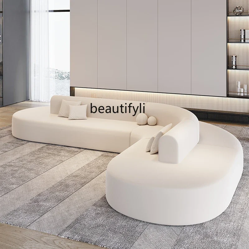 Double-sided sitting, back-to-back curved corner sofa, beauty salon, hotel rest area, reception