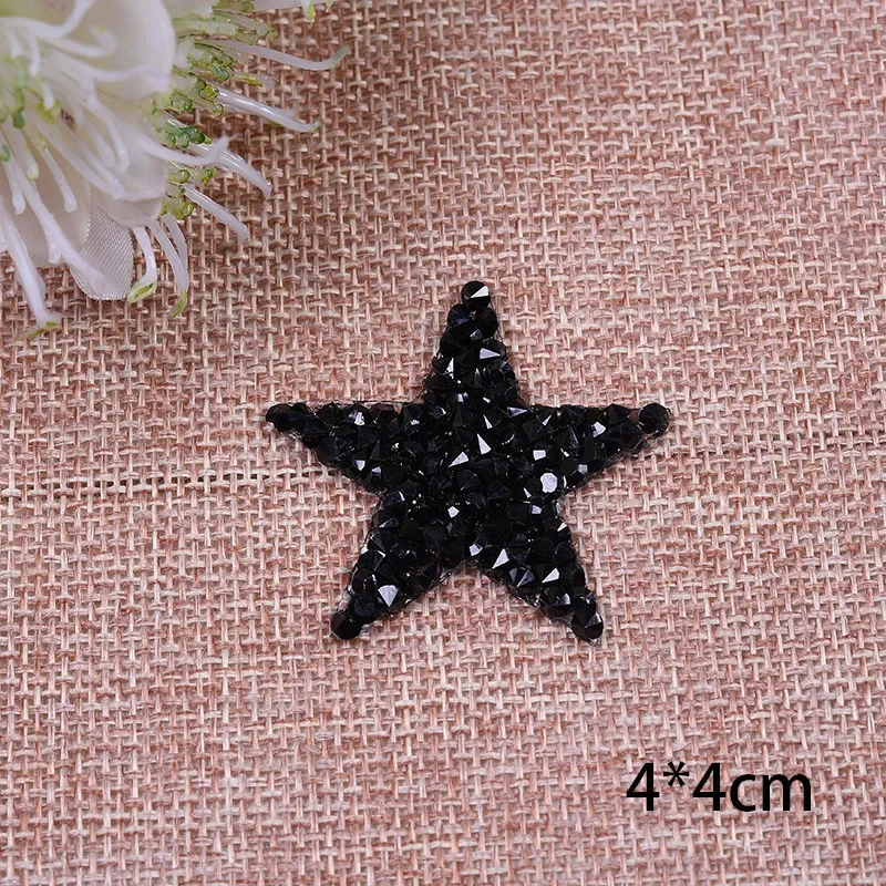 Multiple Sizes Crystal Rhinestone Star Patches for Clothing Iron on Clothes Appliques Badge Stripes Diamond Pentagram Stickers