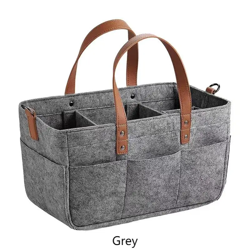 Diaper Caddy Nursery Organizer Felt Multi Layer Baby Stroller Storage Bag Portable Handle Car Organizer Mom Baby Multi Pocket - view 5