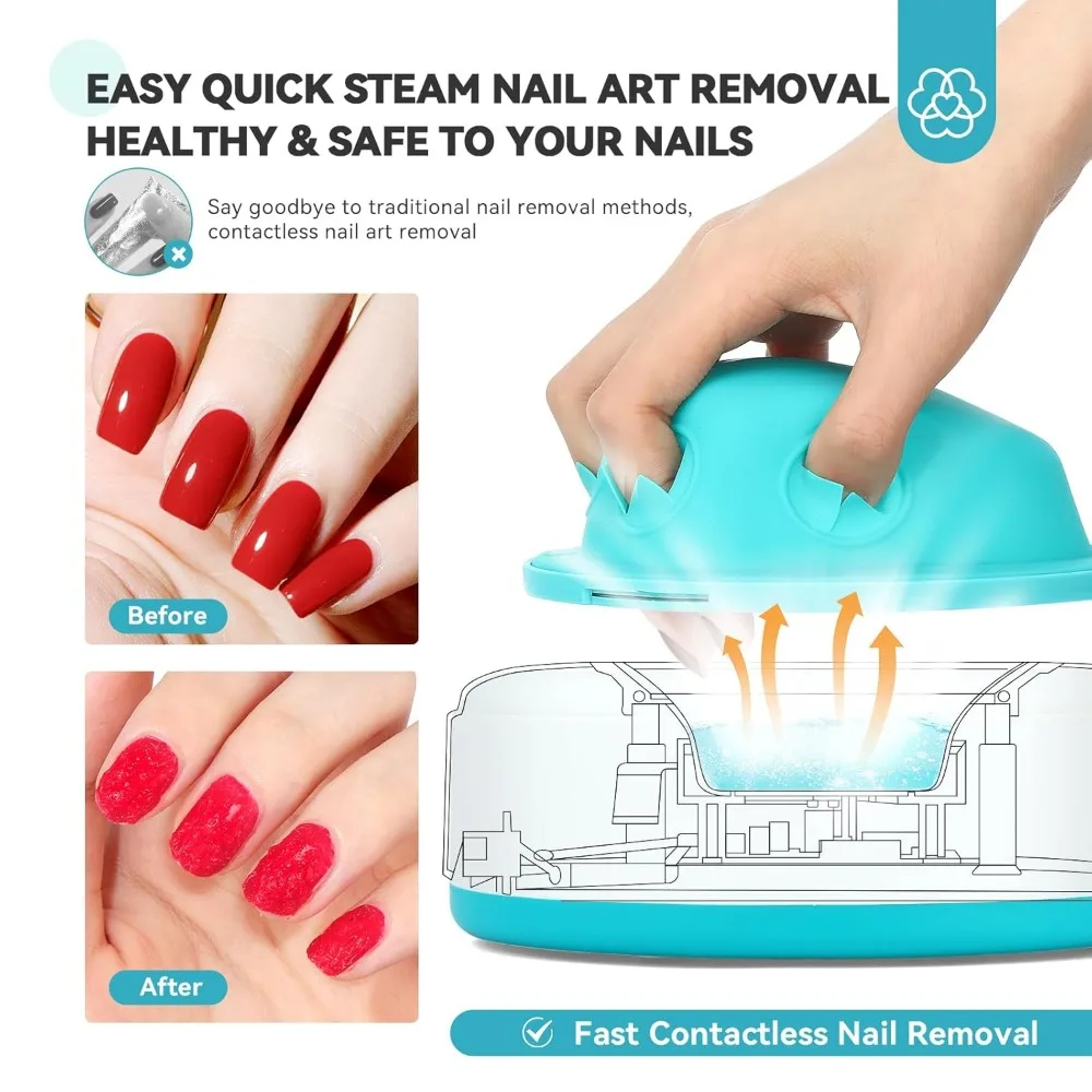 Pro Steam Nail Polish Remover: Nail Soaking Bowl Automatic Heating Gel & Acrylic Removal System for Salon & Home Use​​
