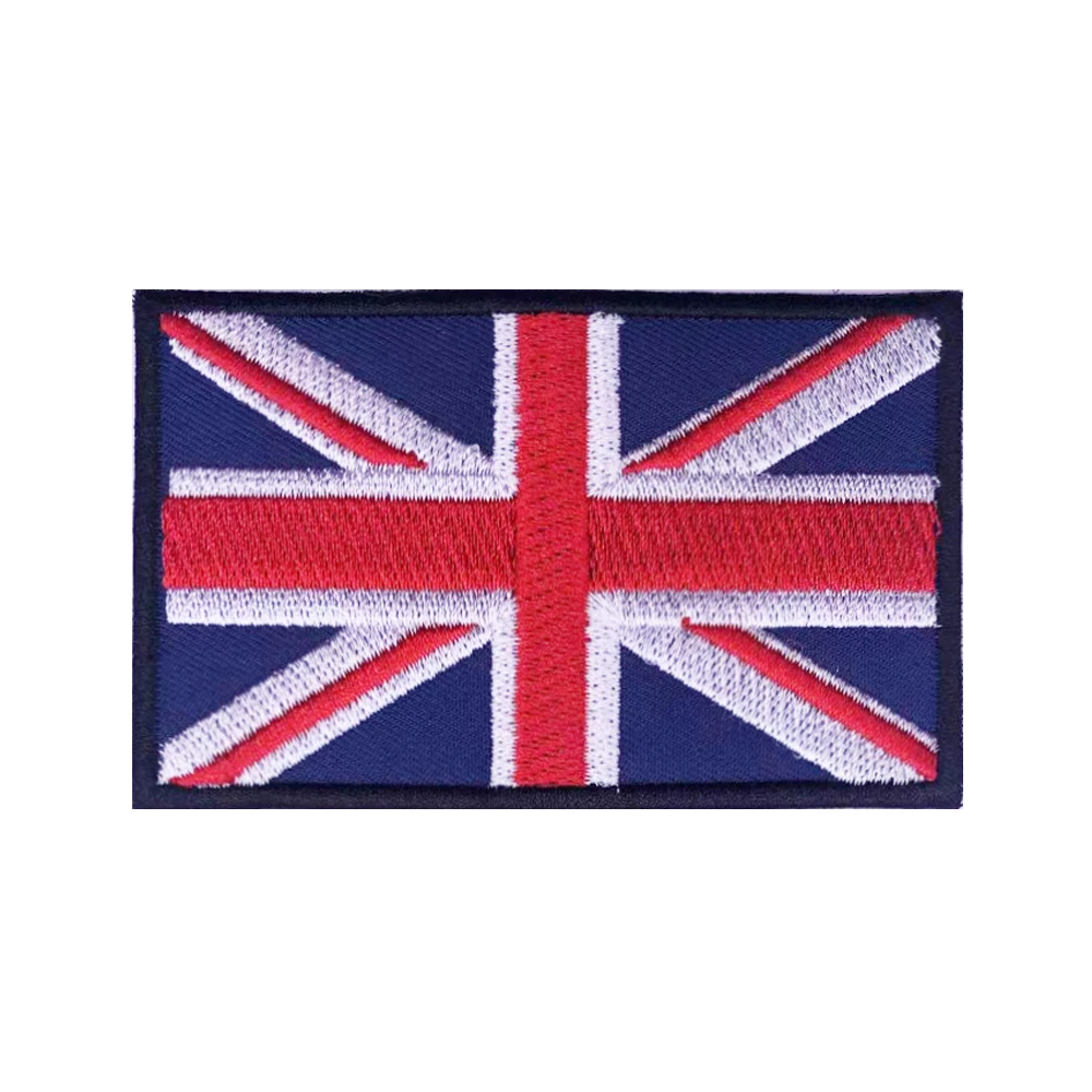British flag U.K Patches England Britain Armband Embroidered Patch Hook Loop Iron On Embroidery Badge Military Stripe