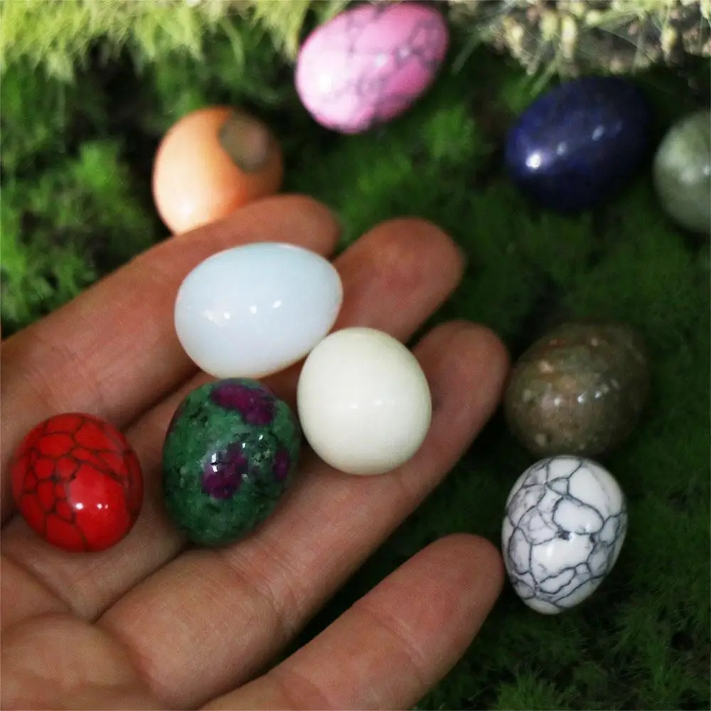 

10pcs Flowerpot Stone Natural Polished Stone Egg Random Pattern Mini Easter Decoration Egg DIY 22x30mm Egg Craft