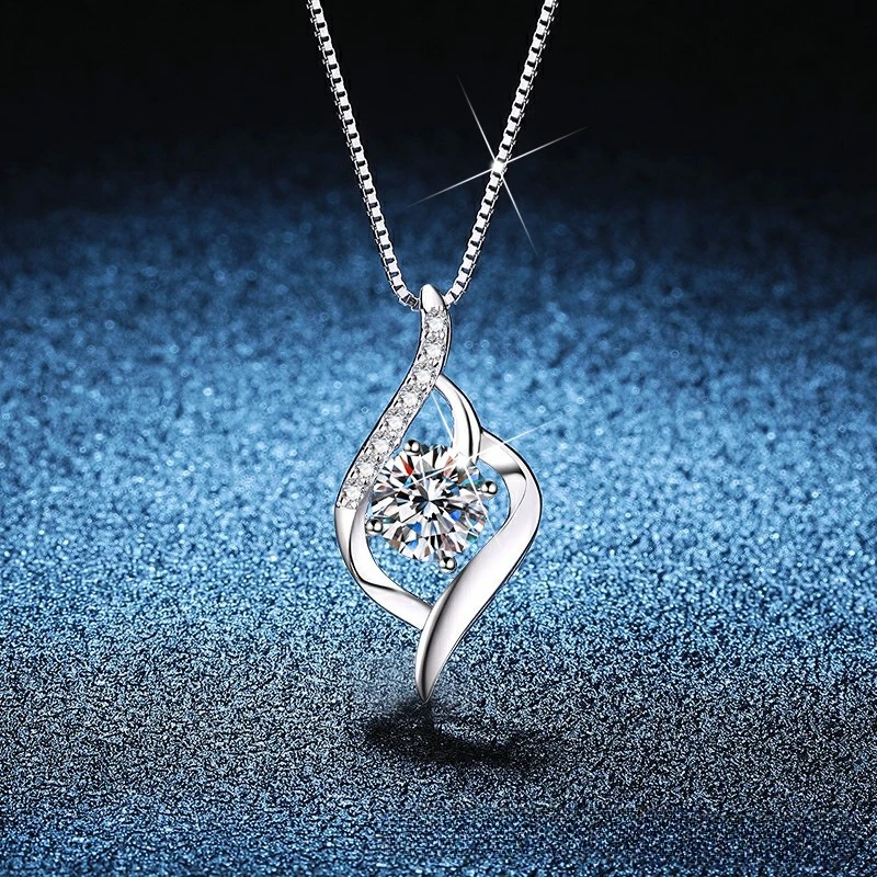 

New 925 Sterling Silver Necklace 5A Zircon Simple Pendant for Women Fashion Noble Wedding Jewelry Party Gift High Quality