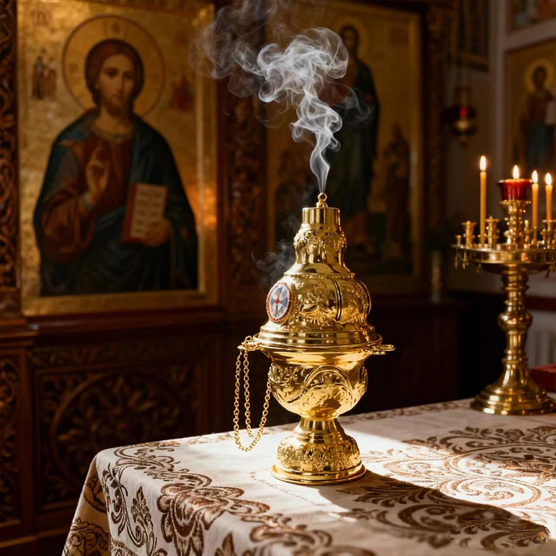 Neuer 2026 Orthodoxer Kirchen-Weihrauchbrenner mit Kette für christliche Gottesdienste, Gebete und Ostern – Detail 1