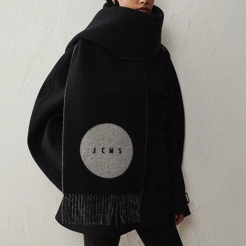 Bufandas de invierno para mujer, marca de lujo, alta calidad, 100% bufanda de lana, chal, moda femenina, letras cálidas, envolturas Pashmina de Cachemira 2025