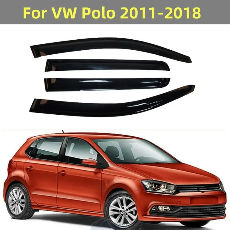 For VW Polo 2011 2012 2013 2014 2015 2016 2017 2018 Window Visor Sun Rain Deflector Guard Awnings Shelters Adhesive Cover Trim