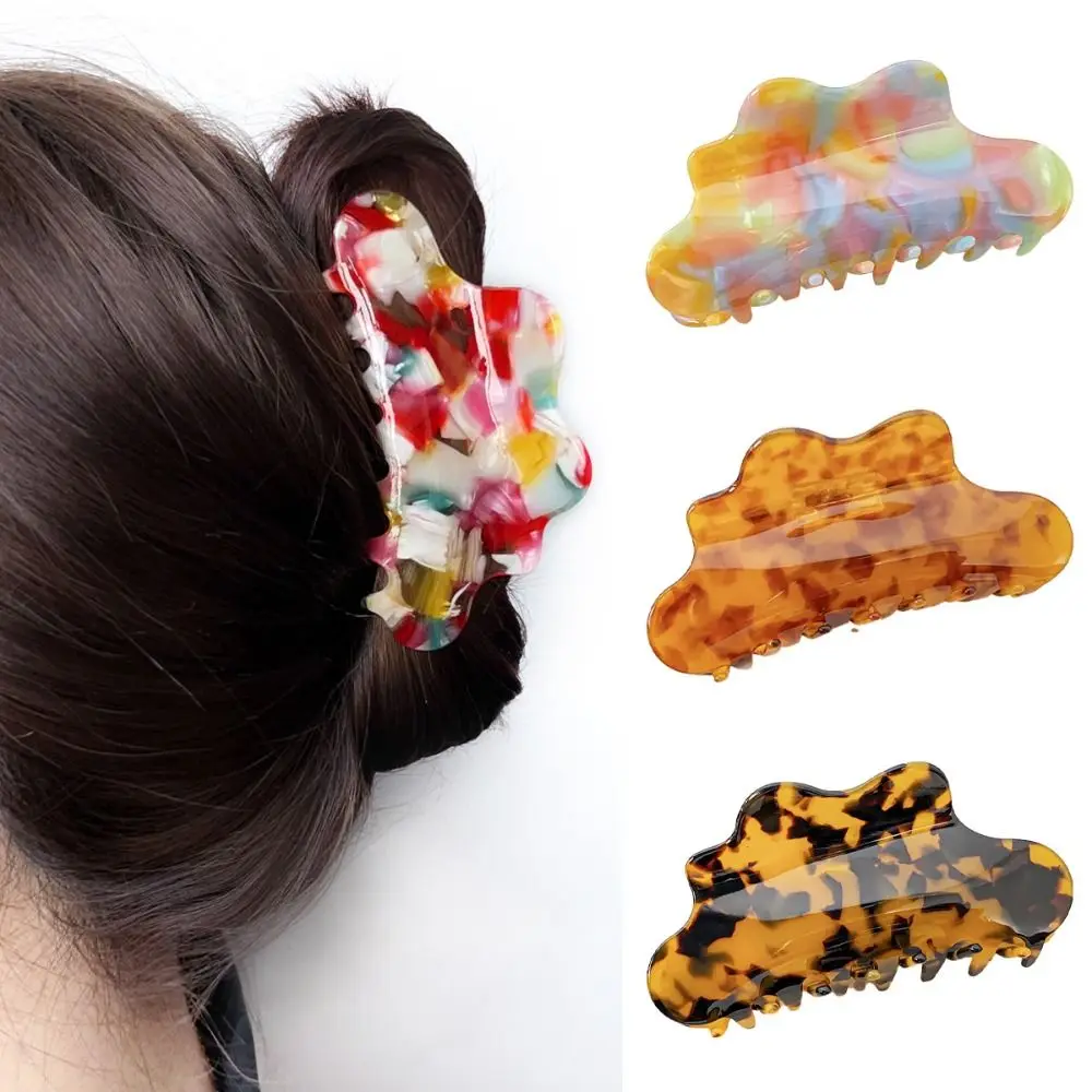 

Solid Color Fresh Acetate Hair Claw Hair Clip Leopard Printing Cloud Shape Shark Clip Hairpin Shark Clip Tortoiseshell Hair Claw