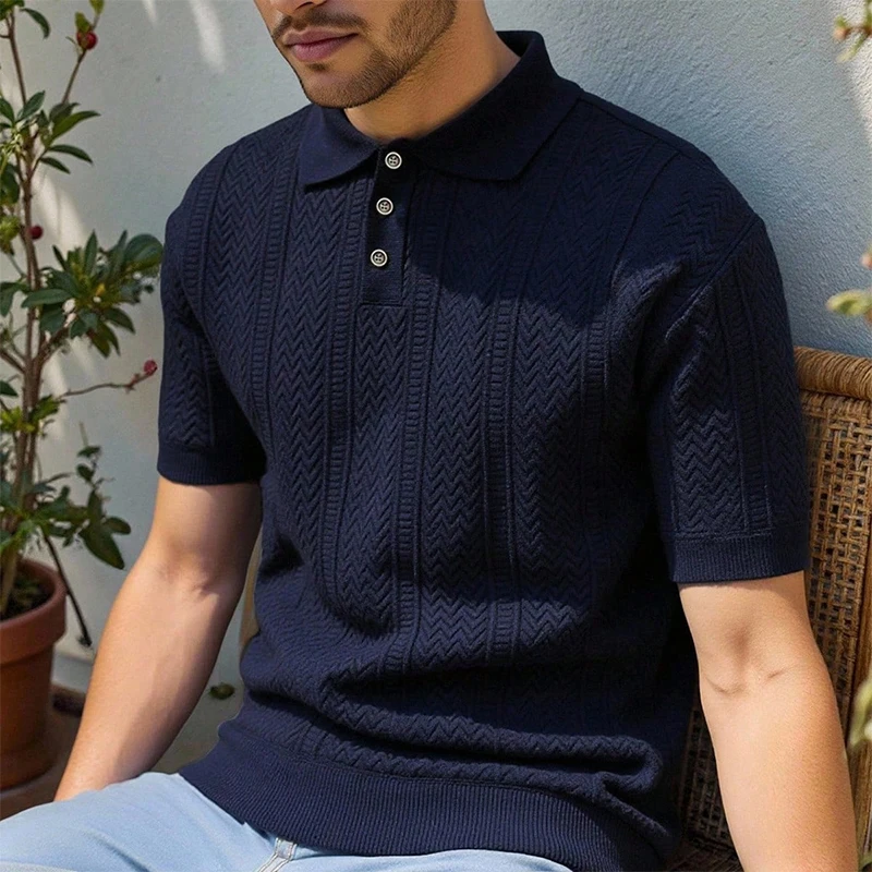 

Men's Polo Shirt Stretch Short Sleeve Polo Shirts Smart Casual Golf Shirts Summer Vacation Party Knit Polo Shirts