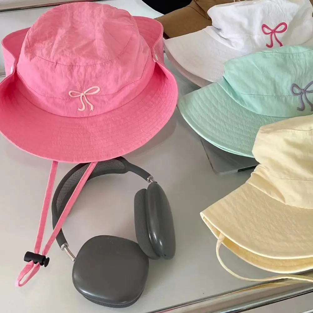 Summer Fisherman Hat For Women Girls Breathable Quick Drying Bucket Hat With Drawstring Outdoor Hiking Camping Sunscreen Cap