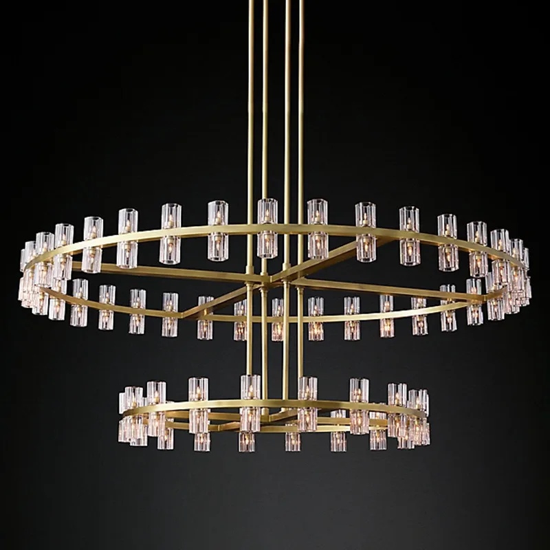 

Duplex building light luxury stairs crystal chandelier Nordic simple dining room Hong Kong style bedroom creative empty large