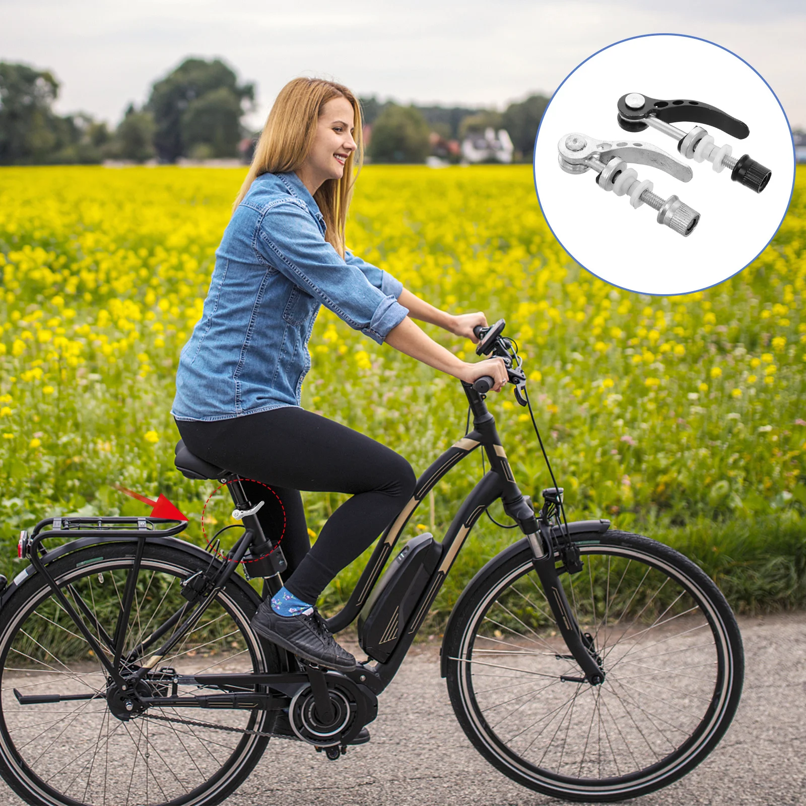 

4Pcs Bike Seat Post Clamp Quick Release Lever Adjustable for Various Bikes Durable Stylish Quick Release Spring Clip