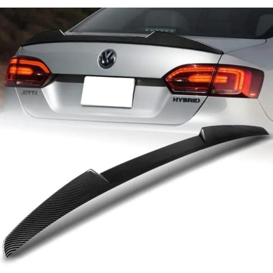 WPower ABS البلاستيك VStyle الخلفي غطاء صندوق السيارة المفسد الجناح ل 20112018 فولكس فاجن جيتا MK6 2012 2013 2014 2015 2016 2017 الكربون Pa #1