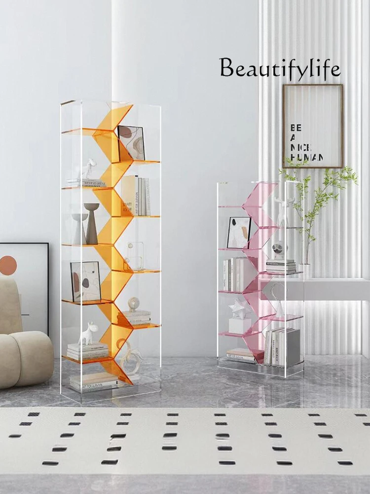 Light Luxury Acrylic Shelf High-Grade Floor Bookshelf Irregular Color Matching Storage Display Stand