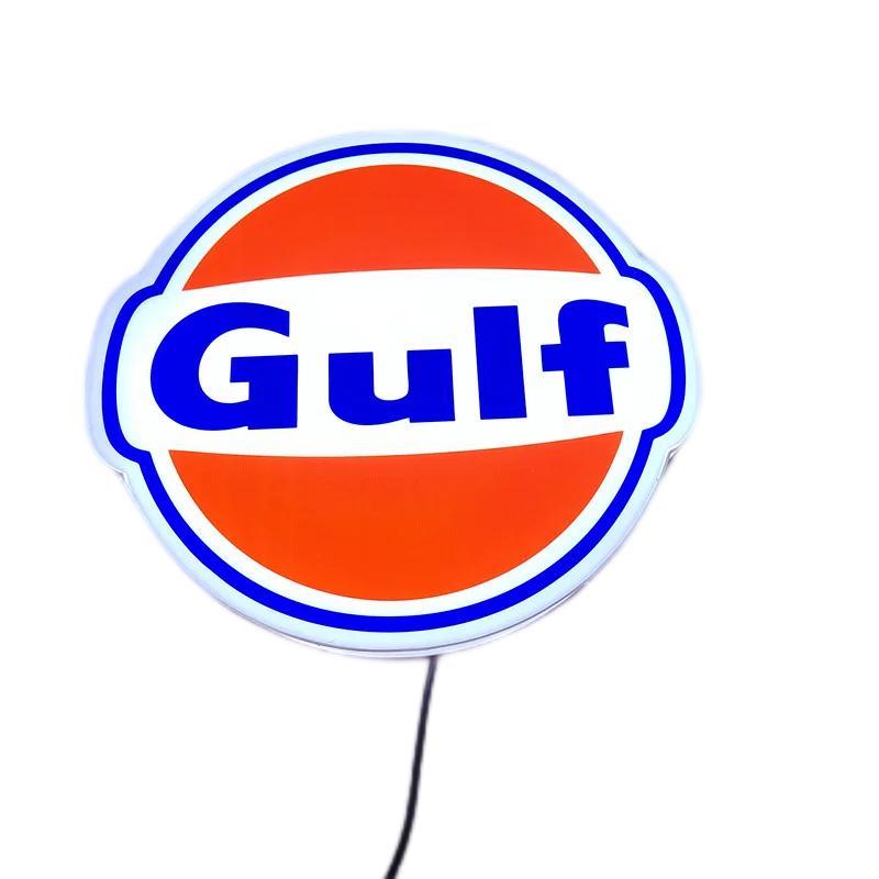 Gulf Logo Lightbox LED Light Sign for Garage Business Shop Decor Kids Nightlight 3D Print Gift Custom Desktop Decor Lights