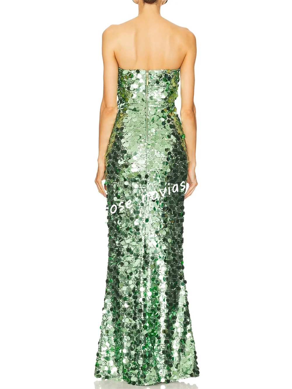 فستان سهرة فاخر مزين بالترتر مخصص، فساتين طويلة حورية البحر بدون حمالات، مناسبة مخصصة للحفلات اللامعة #4