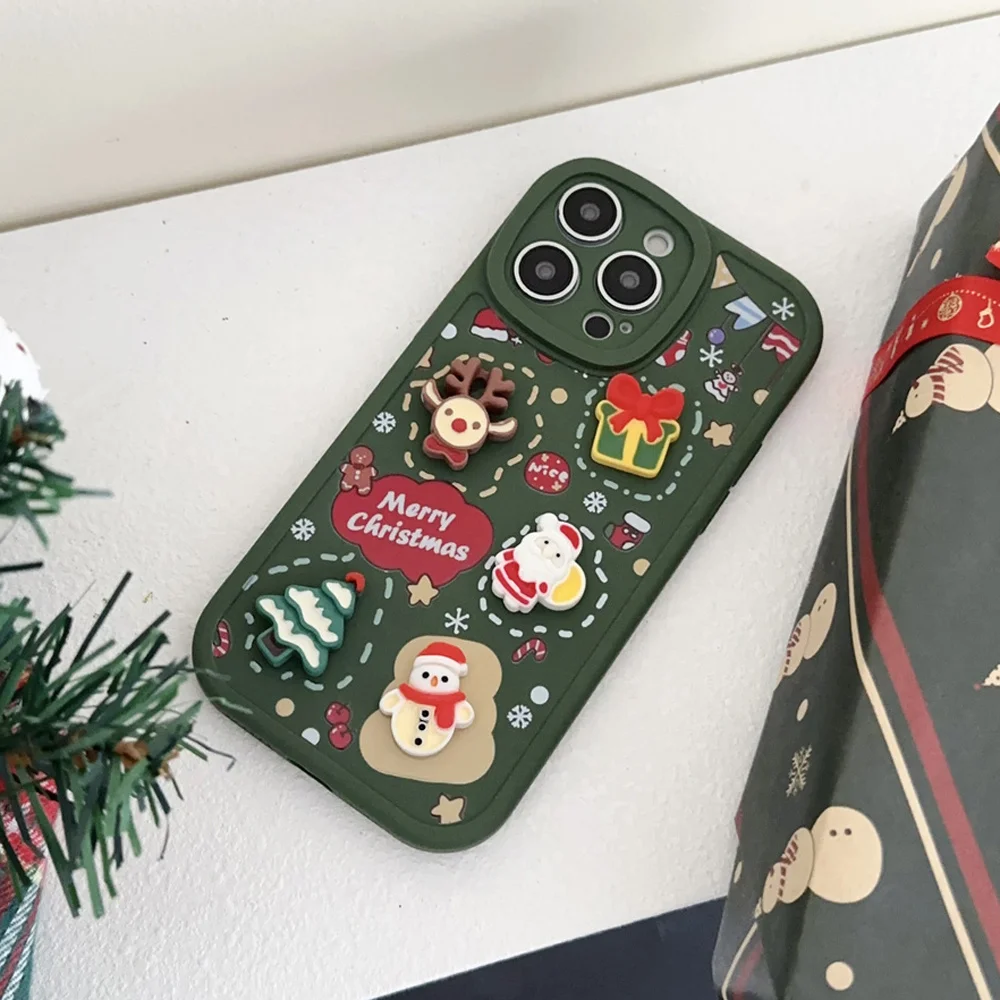 Lovebay 3D Christmas New Year Gift Case Cute Protective Cover For iPhone 16 15 14 13 12 11 Pro Max 7 8 14 Plus XS XR Soft Shell