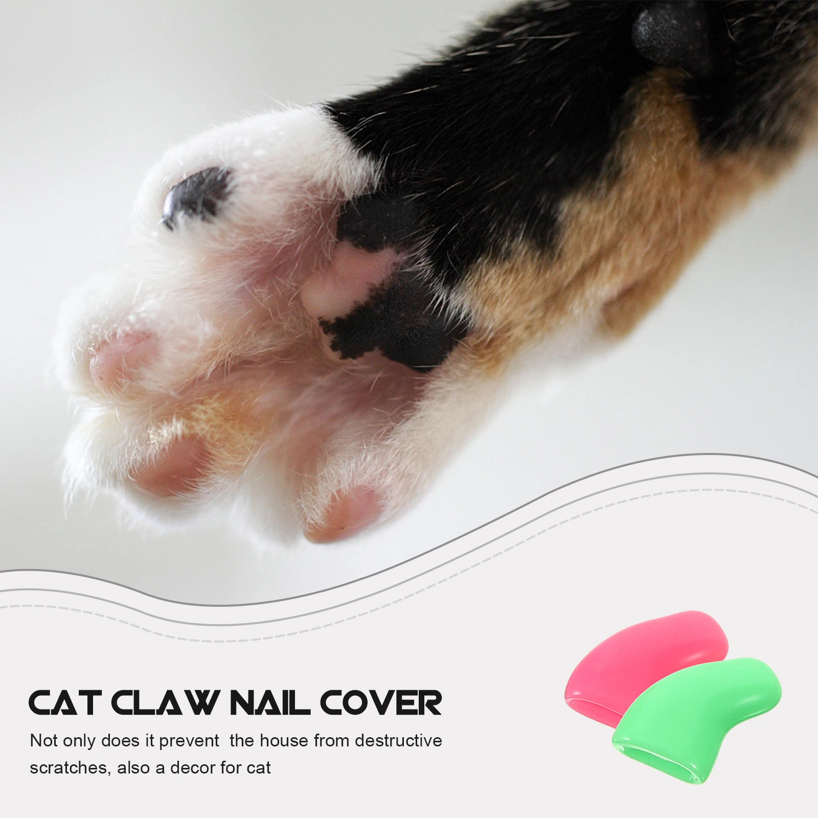 

40pcs Cat Claw Caps Silica Gel Nail Covers Soft Smooth Protector Set Pink Size Anti Scratch Pet Supplies