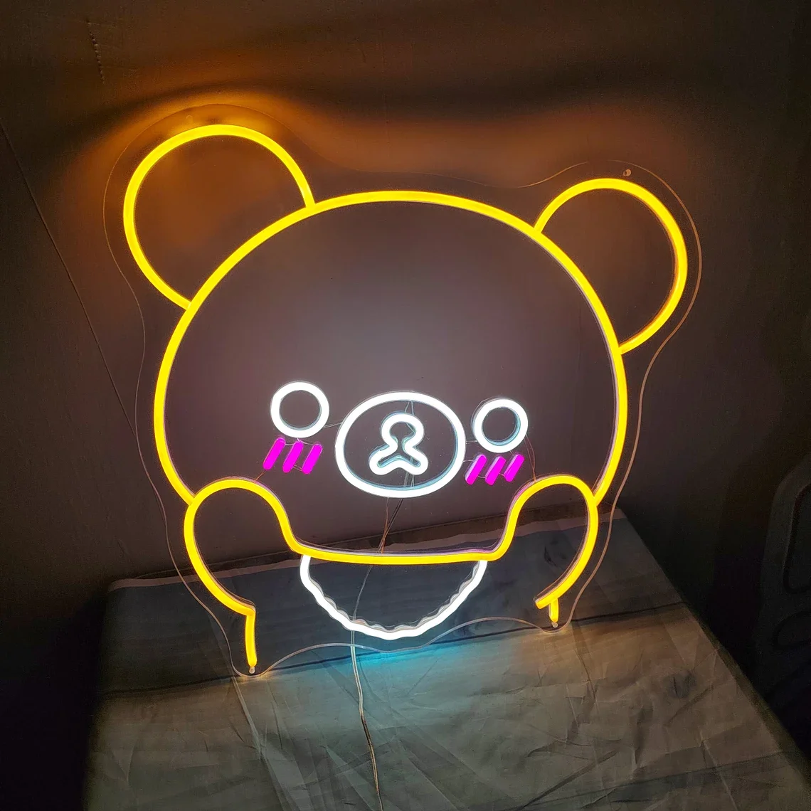 Imagem -03 - Cute Bear Neon Sign Animal Fofode Desenhos Animados Toy Store Signage Anime Led Sign For Kids Decoração do Quarto Presente para Aniversário Fãs