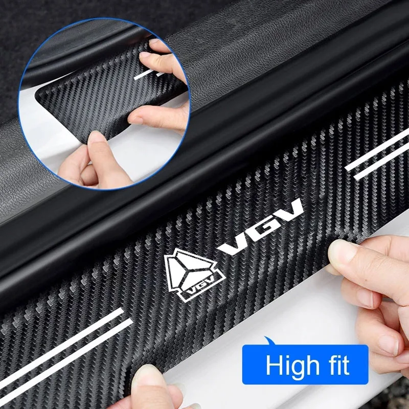 ألياف الكربون ملصقات السيارات عتبة الباب حامي الوفير حماية الشريط ل VGV VX7 U70Pro U75PLUS U75 TX7 الملحقات غير قابلة للانزلاق #4
