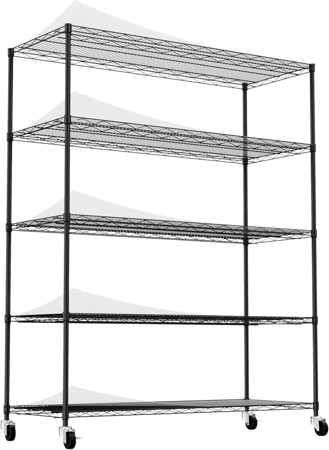 5-Tier Metal Wire Shelving Unit With Wheels, 60