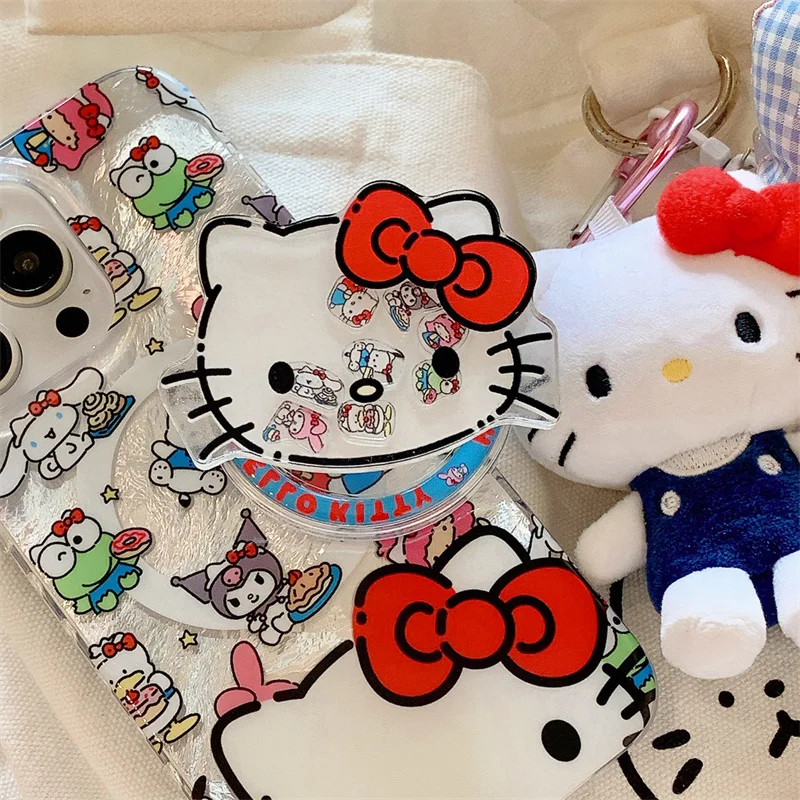 Śliczne etui Hello Kitty Kuromi Cartoon Magsafe Wireless Charge Case do iPhone'a Etui do iPhone'a 15 14 13 12 Pro Max KT Magnetic Stand